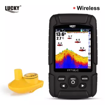 Портативный эхолот LUCKY, глубина 45 м, 125 кГц, беспроводной датчик эхолота, эхолот, дальность действия 100 м для ловли озера, морской рыбалки