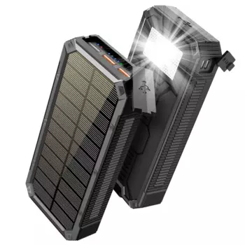 Портативный аккумулятор на солнечной энергии 30000 мАч PD18W USB-зарядное устройство типа C Водонепроницаемый внешний аккумулятор для iPhone 15 14 Xiaomi Mi Аккумулятор мобильного телефона