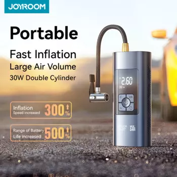 Портативный автомобильный воздушный насос Joyroom, 30 Вт, двухцилиндровый насос для автомобильных шин, беспроводной электрический мотоциклетный надувной насос для автомобиля, велосипеда
