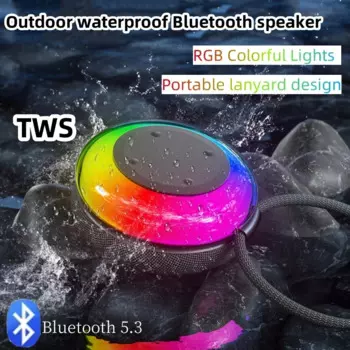 Портативный беспроводной Bluetooth водонепроницаемый динамик пластиковый мини-сабвуфер 5.3 аудиоплеер с RGB-подсветкой для езды на велосипеде и спорта на открытом воздухе