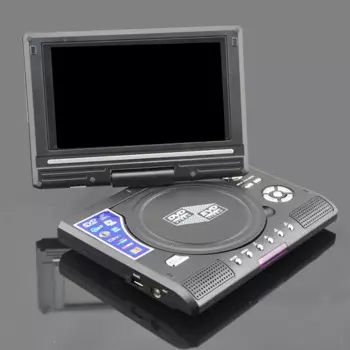 Портативный DVD-плеер для путешествий, вращающийся на 270 градусов экран, HD видеоплеер с пультом дистанционного управления, для дома и автомобиля, устройство для воспроизведения, черный