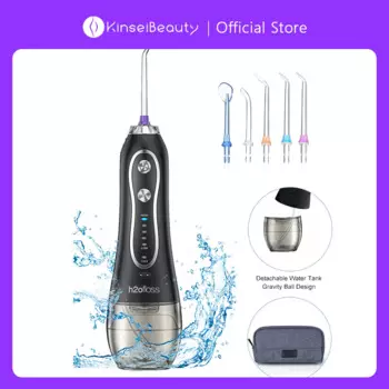Портативный ирригатор для полости рта KinseiBeauty с 3 режимами, водонепроницаемый ирригатор для полости рта с USB-зарядкой, 300 мл