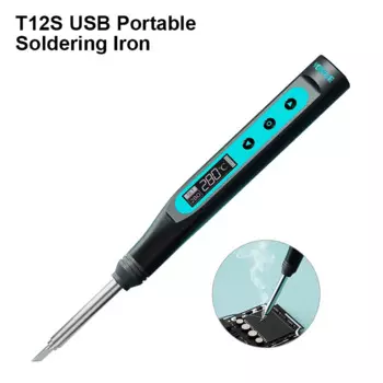 Портативный мини-паяльник YOUYUE T12S, высокоэффективный паяльник с ЖК-дисплеем и встроенным прецизионным паяльником