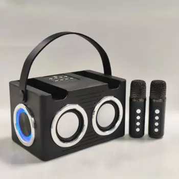 Портативный Улучшенный бас Hifi стерео звук RGB Bluetooth караоке-динамик с беспроводным микрофоном для караоке вечерние Профессиональный динамик