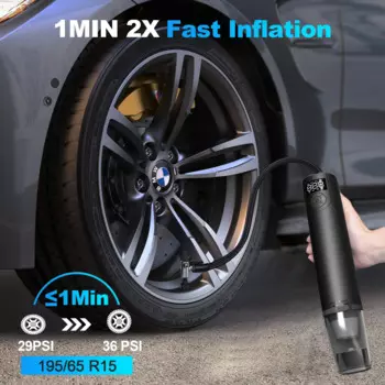 Портативный воздушный компрессор и автомобильный пылесос 2 в 1, 120 PSI, беспроводной портативный воздушный насос для автомобильных шин