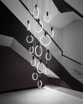 Потолочная люстра Qyartistry, черная/золотая, светодиодная
