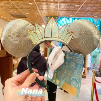Повязка на голову Disney Lilo & Stitch, мультяшный вышитый бант, металлический значок, Шанхайский Диснейленд, головной убор из искусственной кожи с Микки Маусом, хит продаж