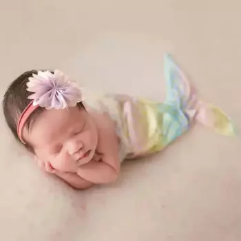 Повязка на голову для фотосъемки новорожденных + хвост русалки, 2 шт./комплект