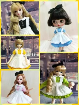 Повязка на голову для кукол blyth OB24, Azone наряд горничной, 3 шт./компл., милая, длинная, с коротким рукавом, 1/6