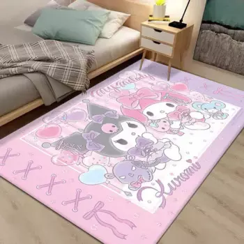 Прикроватный мультяшный коврик MINISO Sanrio для спальни, милый ковер в виде собаки корицы, мелодии, куломи, напольный коврик, коврик для ног, изысканное украшение