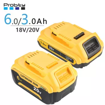 Probty 3.0ah/6.0Ah для DeWalt 20В аккумулятор DCB200 сменный аккумулятор, совместимый с инструментами Dewalt 18В/20В