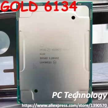 Процессор Intel Xeon GOLD 6134 SR3AR, кэш 24,75M, 3,20 ГГц, 8 ядер, 130 Вт, LGA3647