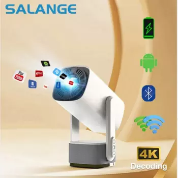 Проектор Salange 4K K2 Smart Android 11.0 Встроенный аккумулятор Bluetooth-динамик WIFI Автофокус Коррекция трапецеидальных искажений Свободный стиль для Samsung iPhone Android Phone Путешествия Открытый кинопроектор