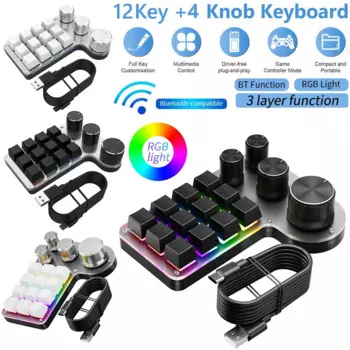 Программируемая макро-клавиатура на заказ, 12 клавиш, 4/3 ручки, 2,4G/Bluetooth/Беспроводная механическая клавиатура RGB «сделай сам», клавиатура с функцией горячей замены для геймеров