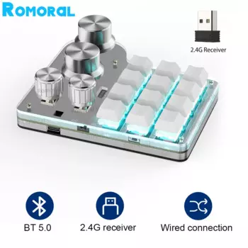 Программируемая механическая клавиатура BT RGB/2,4G, 12 клавиш, 4 ручки