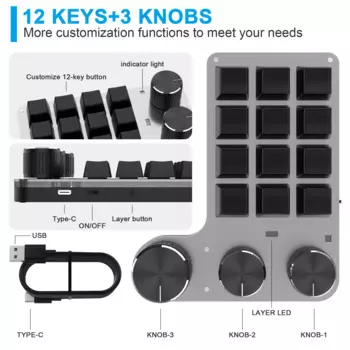 Программируемая Проводная клавиатура с Bluetooth, 12 клавиш