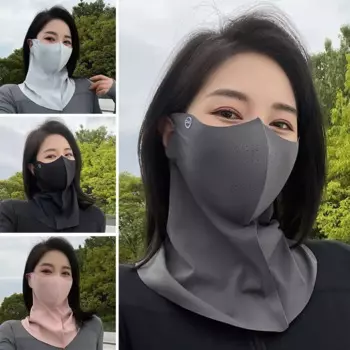 Прохладная ледяная шелковая солнцезащитная маска 3D UPF50 + анти-УФ-шарф для шеи защита шеи дышащий солнцезащитный козырек маска для лица на открытом воздухе
