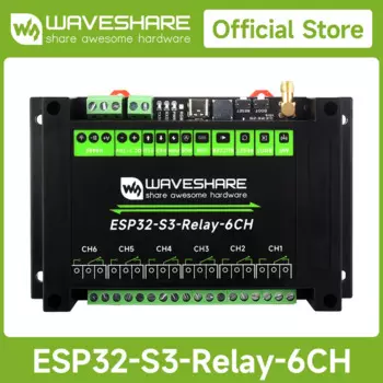 Промышленный 6-канальный релейный модуль Wi-Fi Waveshare ESP32-S3, поддерживает управление Wi-Fi/Bluetooth/RS485, встроенный RS485/Pico HAT