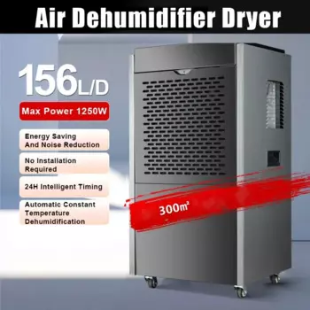 Промышленный осушитель 156L/D, 1250 Вт, влагостойкий осушитель для подвала, склада, мастерской