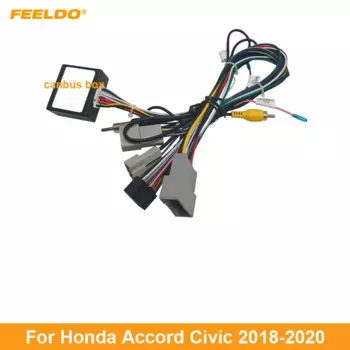 Проводка FEELDO для автомобильной аудиосистемы с коробкой Canbus для Honda Accord Civic, послепродажное обслуживание, 16-контактный стерео-Адаптер для установки CD/DVD
