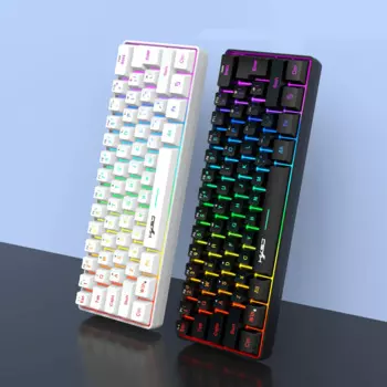 Проводная/Беспроводная игровая клавиатура с 61 клавишами и динамической RGB подсветкой для ПК, ноутбука, геймера