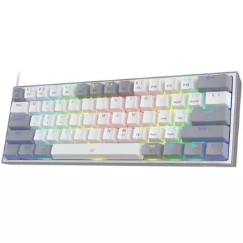 Проводная игровая клавиатура Redragon K617 Fizz 60% RGB, компактная механическая клавиатура с 61 клавишами и линейным красным переключателем для портативных путешествий