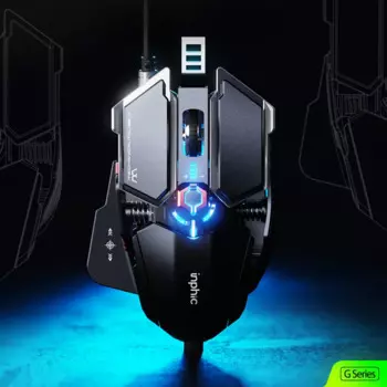 Проводная игровая мышь Inphic PG6, металлическая Механическая Серебристая RGB стандартная профессиональная игровая мышь для киберспорта 7200dpi