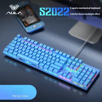 Проводная Механическая клавиатура S2022 с 104 клавишами, зеленый вал, Usb, настольный компьютер, ноутбук, Механическая игровая клавиатура, Просвечивающая клавиатура