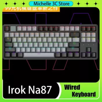 Проводная Механическая/магнитная фотоклавиатура Irok Na87 с 87 клавишами, Hi-Fi тоном, 80 раскладками, Конструкция Hot-Swap Asat, клавиатура для киберспорта/офиса