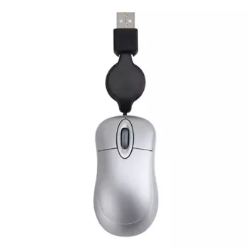 Проводная мини-USB-мышь с выдвижным кабелем, крошечная маленькая мышь, оптическая компактная дорожная мышь 1600 точек на дюйм для 98-2000 XP Vista Ve (серебристый)