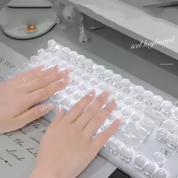 Прозрачная игровая механическая клавиатура, 104 клавиш, кристальная белая клавиатура с подсветкой, USB Проводная игровая клавиатура для девочек, для настольного ПК, ноутбука