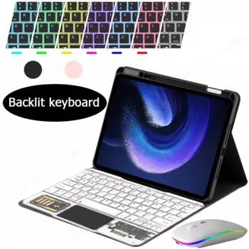 Прозрачная клавиатура для Xiaomi Pad 6 Mi Pad 6 Pro, 11 дюймов, сенсорная панель, клавиатура с подсветкой BT, беспроводная клавиатура Teclado Mi Pad 6, чехол с держателем для ручки