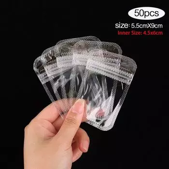 Прозрачные пакеты для хранения украшений, 50 шт
