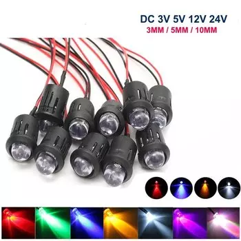 Прозрачные водостойкие светодиоды TAKEY 3мм 5мм RGB 10-50 шт.