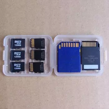 Прозрачный пластиковый футляр для карт памяти Micro SD, SD, MS