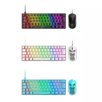 Прямая поставка, игровая клавиатура, мышь, проводная мультимедийная USB-клавиатура со светодиодной подсветкой, эргономичная