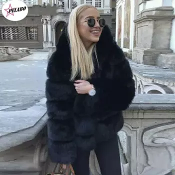 PULABO XS-4XL норковые пальто женские зимние верхние модные розовые шубы из искусственного меха элегантная толстая теплая верхняя одежда куртка из искусственного меха Chaquetas Muje