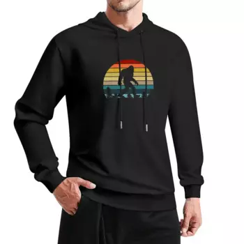 Пуловер с капюшоном в стиле ретро Bigfoot Sasquatch Silhouette Sunset Believe, мужская одежда, мужские толстовки