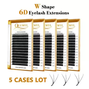 Quewel W стильные предварительно сделанные объемные ресницы 5 шт. 6D W-shape искусственные норковые накладные ресницы популярные C/CC/D/DD оптовые ресницы