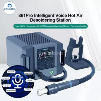 Quick 861 Pro 1300 Вт Высокомощный умный фен Станция для распайки BGA с голосовым управлением для ремонта материнской платы мобильного телефона