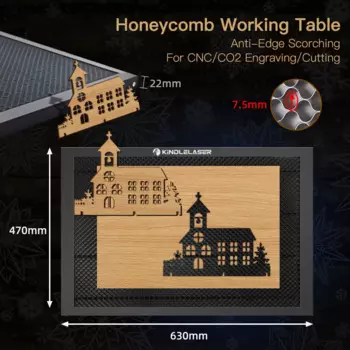 Рабочий стол в виде сот KINDLELASER 470*630 мм, настраиваемая платформа для лазерной платы, деталь для CO2, раньше