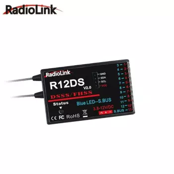 Radiolink 2,4 ГГц R12DS 12-канальный радиоприемник с поддержкой SBUS/PWM DSSS и FHSS AT9/AT9S/AT9S Pro/AT10/AT10II