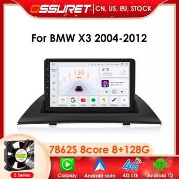 Радиомонитор CarPlay для BMW X3 2004-2012, автомобильный радиоприемник, мультимедийный GPS-навигатор, видеоплеер DSP SWC 4G WIFI BT Android 12 2Din