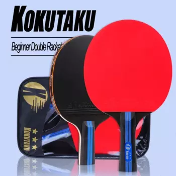 Ракетки для настольного тенниса KOKUTAKU, 2 шт., 3-звездочные 5-слойные клейкие резиновые ракетки для пинг-понга из чистого дерева