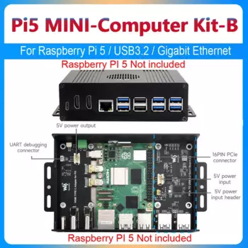 Raspberry Pi 5 Box чехол Kit-B PCIe к USB3.2 Gen1 Плата расширения Hub все порты к Pi USB боковой интерфейс HDMI