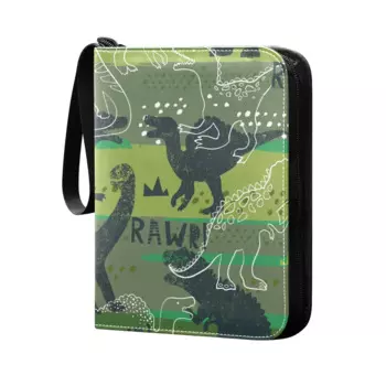 Rawr карта с динозаврами связывающее с 4 карманами папка для карт, 400 двухсторонний карманный альбом для спортивных игр, уникальное хранилище для коллекционирования карт