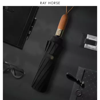 RAY HORSE-Складной зонт для мужчин и женщин, ткань эпонж, 3 складывания, солнечно и дождливо, 12K, подарки