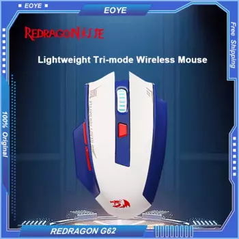 REDRAGON G62 Бесплатная беспроводная мышь Проводная Bluetooth Трехрежимная легкая PAW3395 26000 точек на дюйм Игровая эргономика Киберспорт Офис
