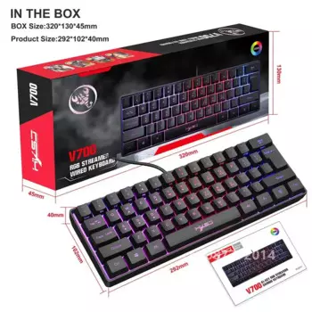 Регулируемая Проводная игровая клавиатура с RGB-подсветкой, 61 клавиша, механическое ощущение, несколько ярлыков, для ПК, ноутбука, компьютера, геймера
