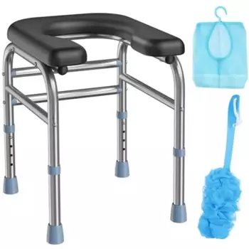 Регулируемый табурет для душа из нержавеющей стали с U-образным сиденьем Прочный стул для душа Ванна Портативная скамейка для ванной комнаты с высотой